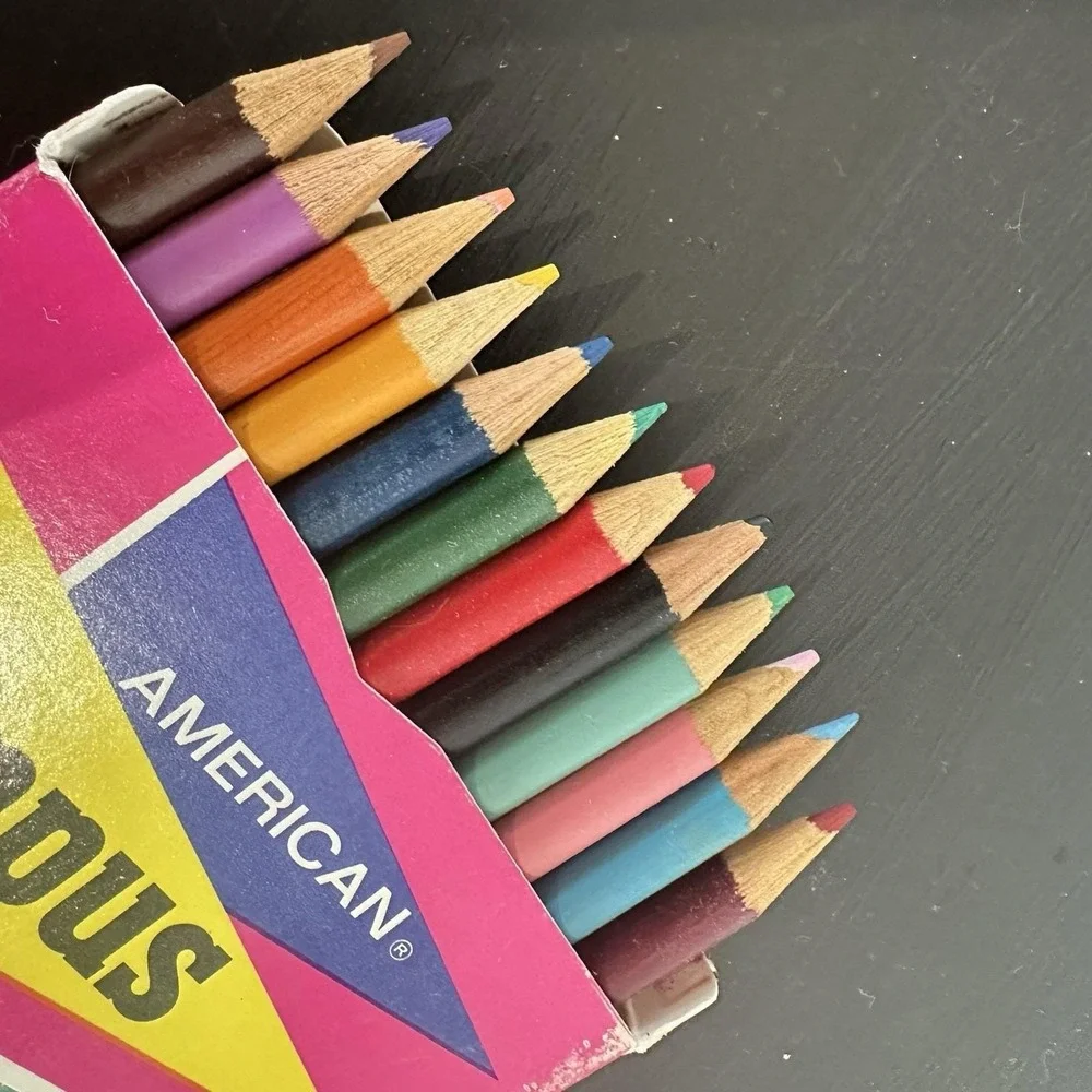 Vintage Crayon Colored Pencils American Campus 12 In Box Wood Covered‎ USA 4.5